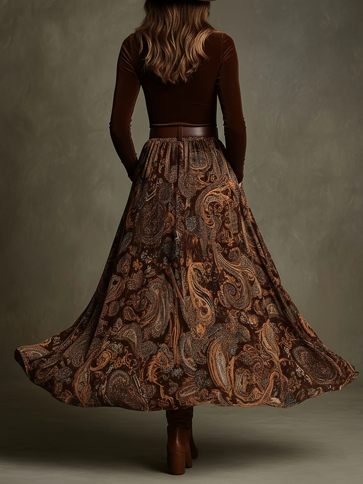 Vivienne Velvet Top and Paisley Maxi Skirt Set, Lily & Sam, image 3