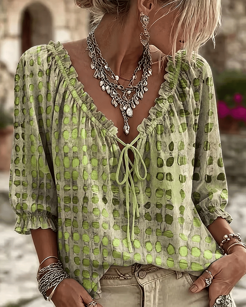 Lace Up V Neck Blouse, Lily & Sam, image 10