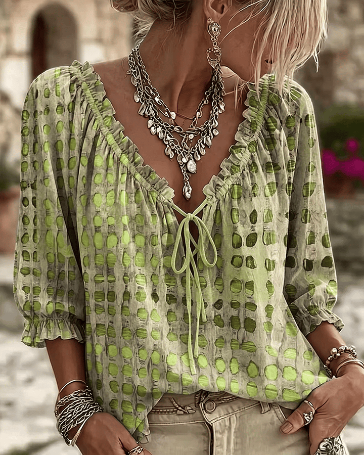 Lace Up V Neck Blouse, Lily & Sam, image 10