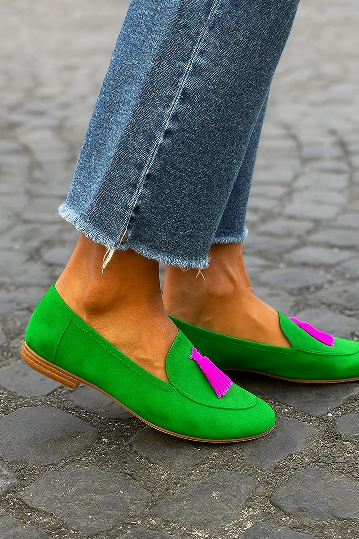 Green Loafer With Fuchsia Tassel, Lily & Sam, image 2