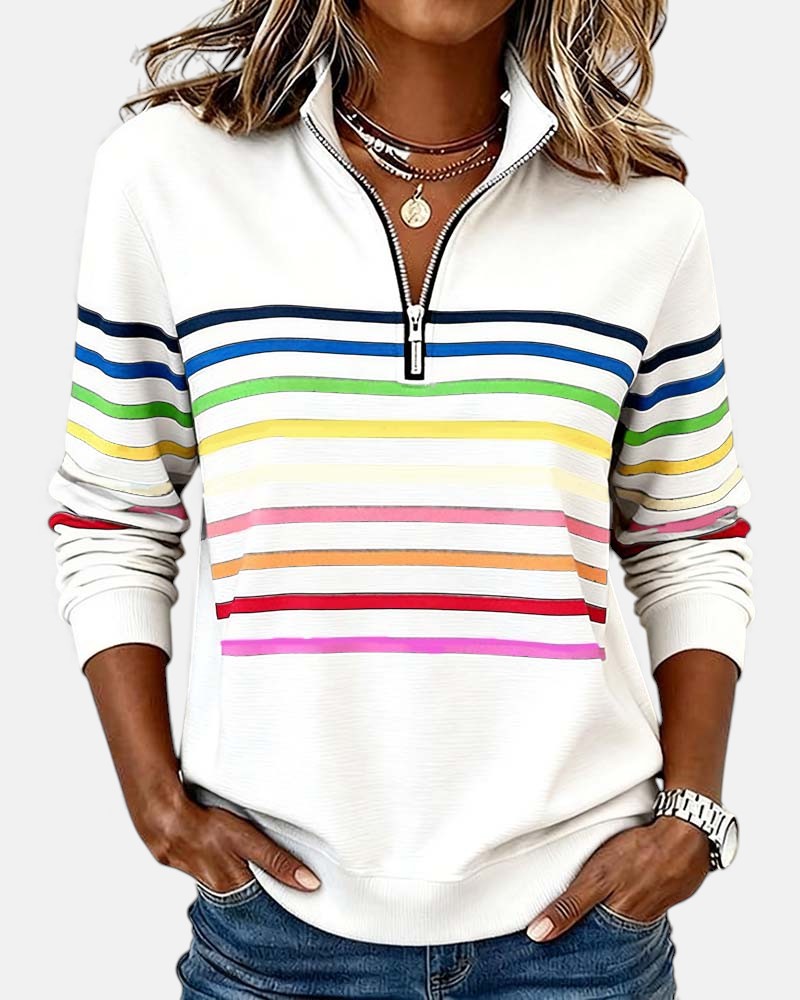 Rainbow Striped Zip Sweatshirt, Lily & Sam, image 7