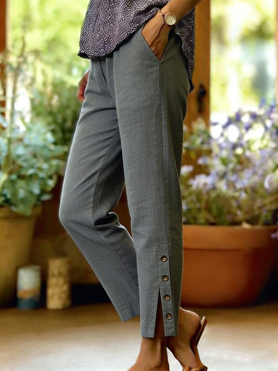 Button Detail Ankle Trousers, Lily & Sam, image 3