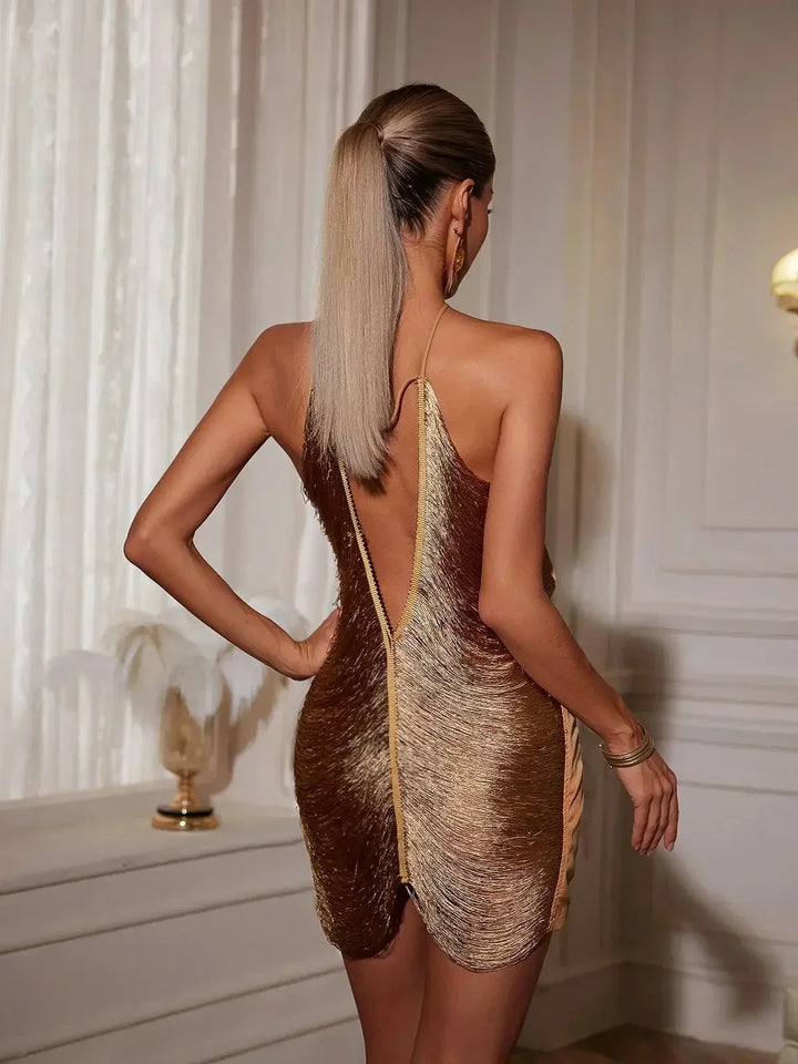 Metallic backless mini dress, Lily & Sam, image 5