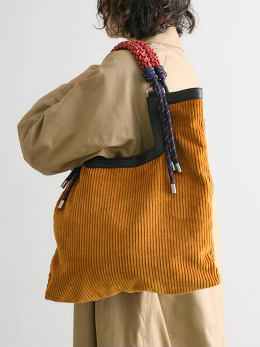 Women's Oversized Leather Corduroy Bag, Lily & Sam, image 1
