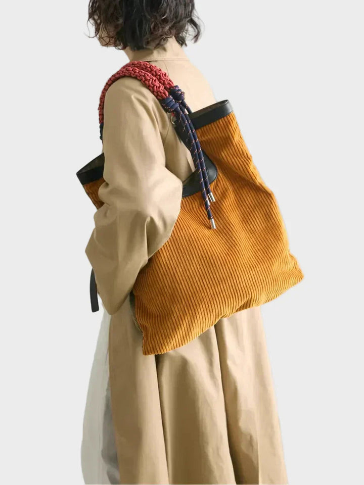Women's Oversized Leather Corduroy Bag, Lily & Sam, image 2