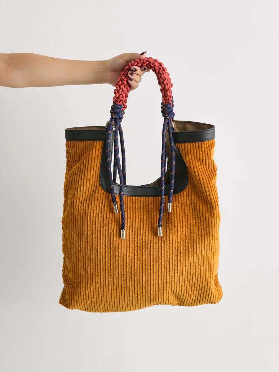 Women's Oversized Leather Corduroy Bag, Lily & Sam, image 3