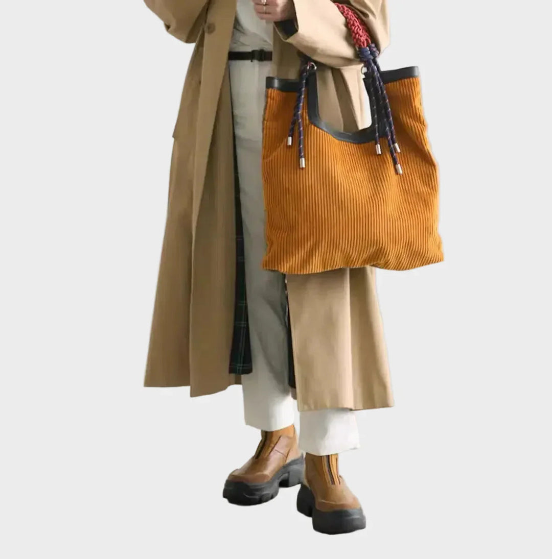 Women's Oversized Leather Corduroy Bag, Lily & Sam, image 4