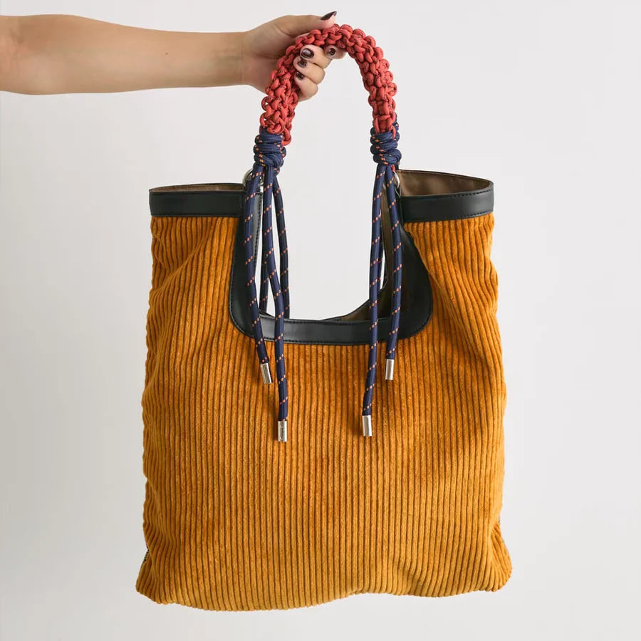Women's Oversized Leather Corduroy Bag, Lily & Sam, image 6