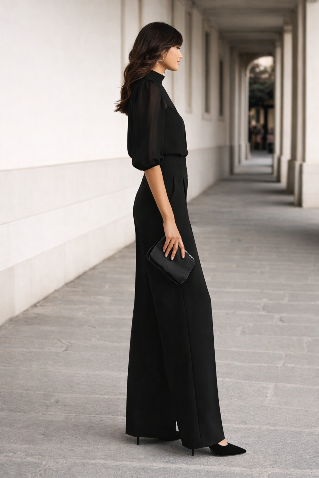 Three Piece Set Comprising a Sheer Camisole and Wide Leg Pants, Lily & Sam, image 3