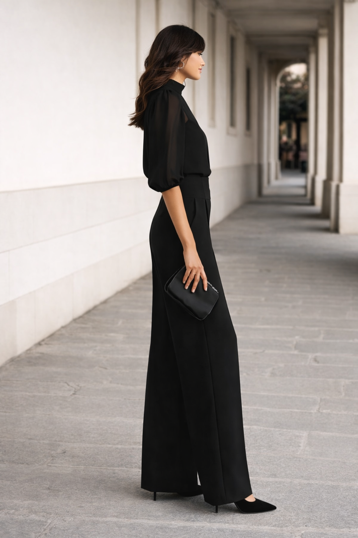 Three Piece Set Comprising a Sheer Camisole and Wide Leg Pants, Lily & Sam, image 3