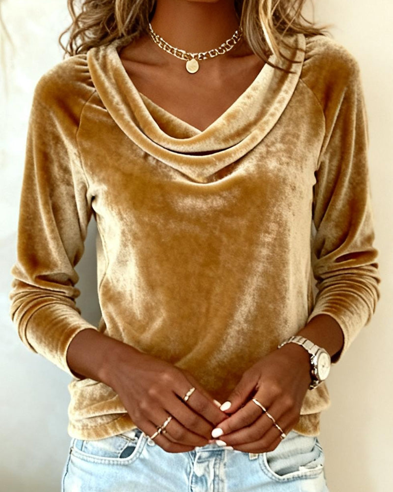 Women's Draped Cowl Neck Long Sleeve Sweater, Lily & Sam, image 2
