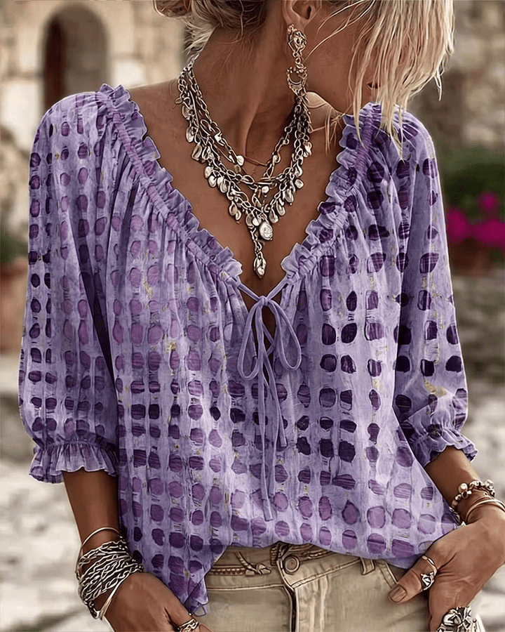 Lace Up V Neck Blouse, Lily & Sam, image 9