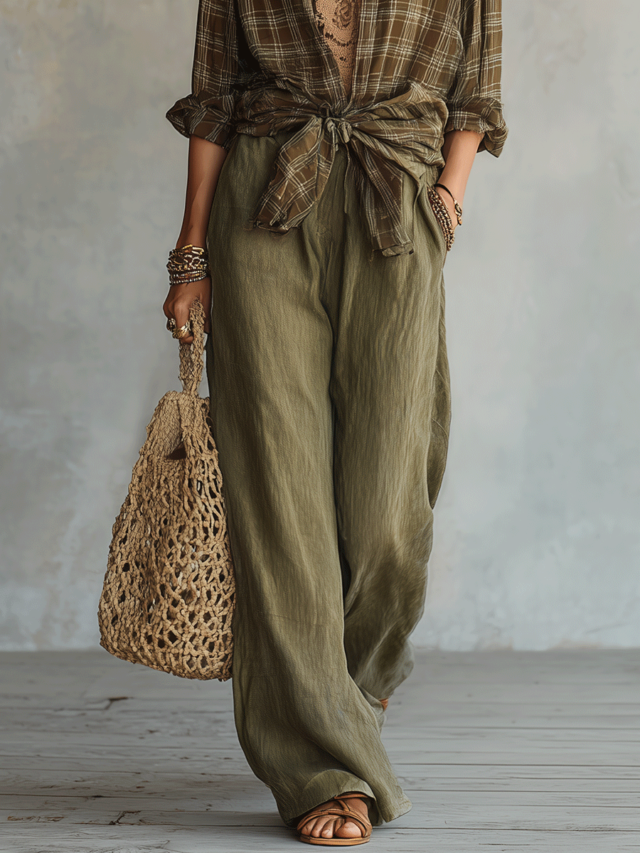 Casual Plaid Shirt And Pure Cotton Trousers Set, Lily & Sam, image 1