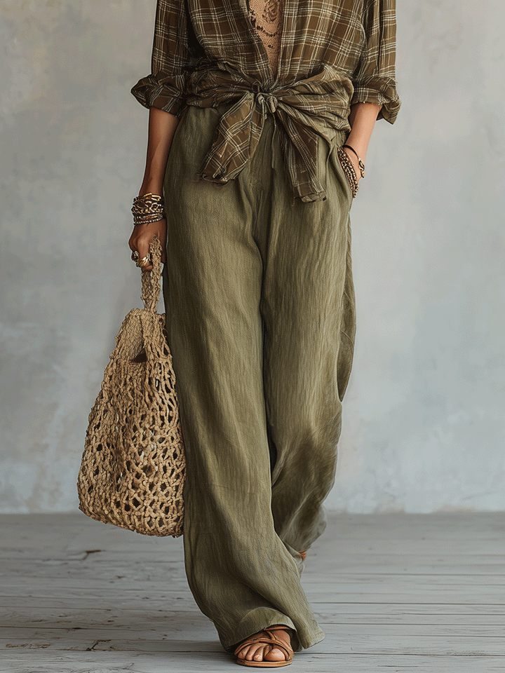 Casual Plaid Shirt And Pure Cotton Trousers Set, Lily & Sam, image 1