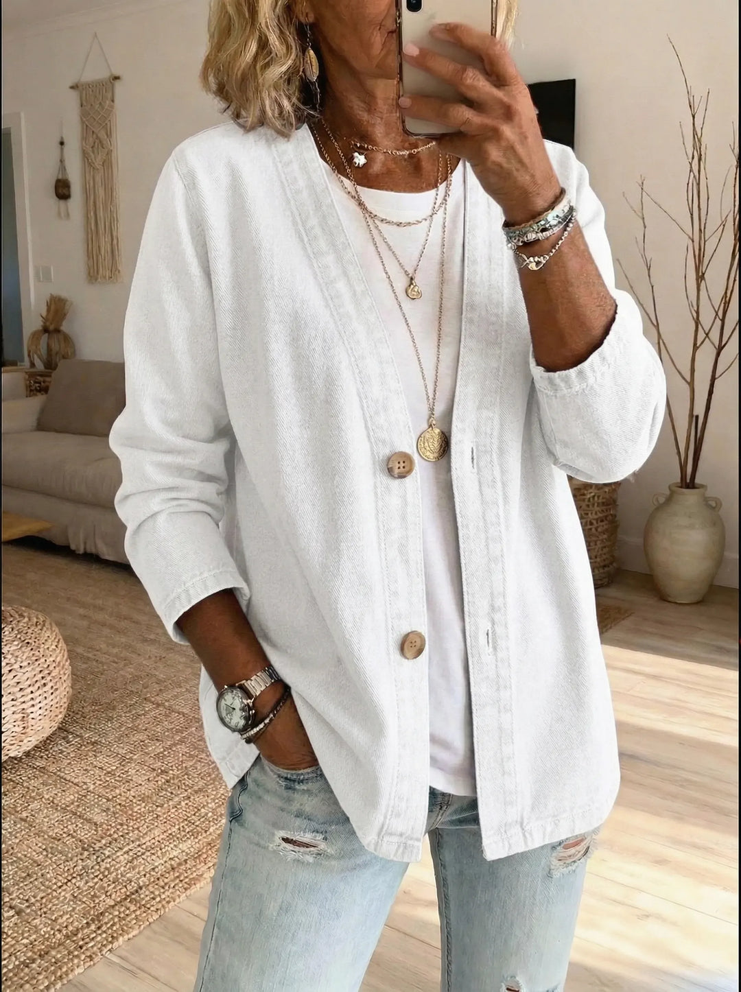 Denim Button Cardigan, Lily & Sam, image 3