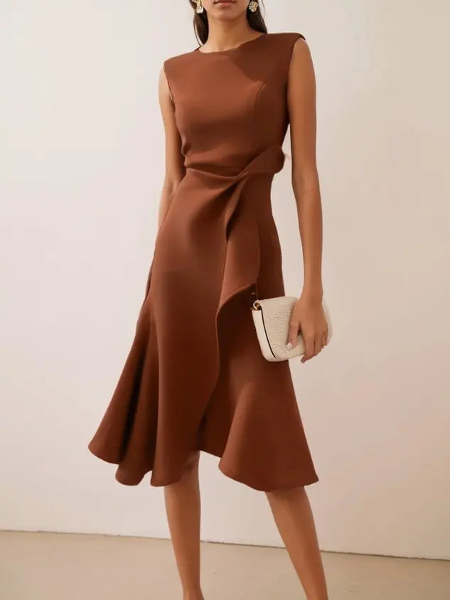 Draped midi dress with asymmetric hem, Lily & Sam, image 1