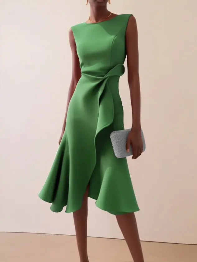 Draped midi dress with asymmetric hem, Lily & Sam, image 3