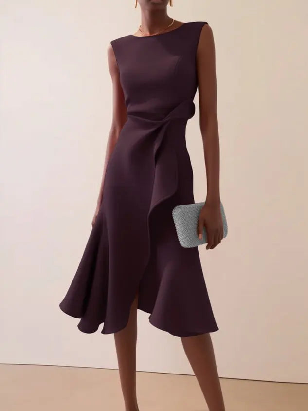 Draped midi dress with asymmetric hem, Lily & Sam, image 4