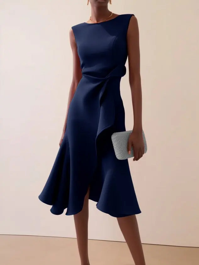 Draped midi dress with asymmetric hem, Lily & Sam, image 6