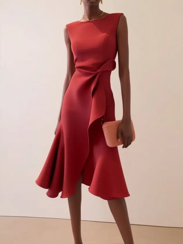 Draped midi dress with asymmetric hem, Lily & Sam, image 8