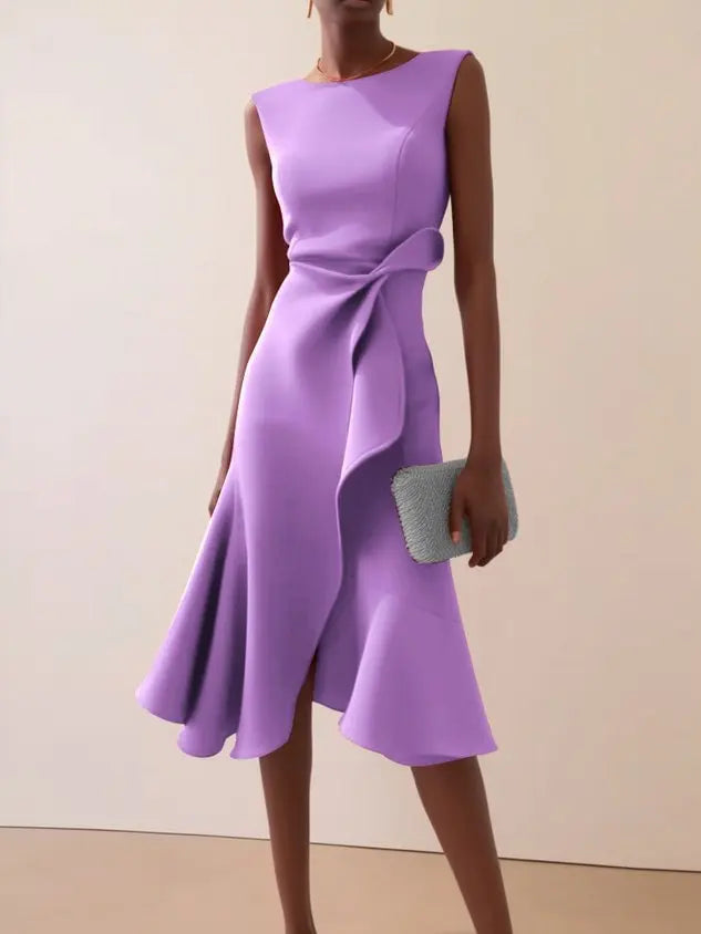 Draped midi dress with asymmetric hem, Lily & Sam, image 9