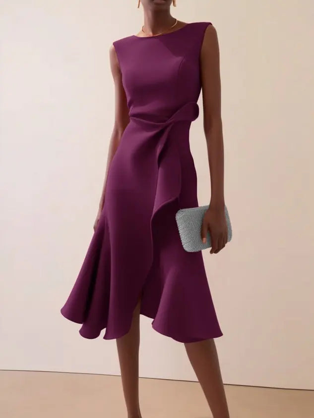 Draped midi dress with asymmetric hem, Lily & Sam, image 10