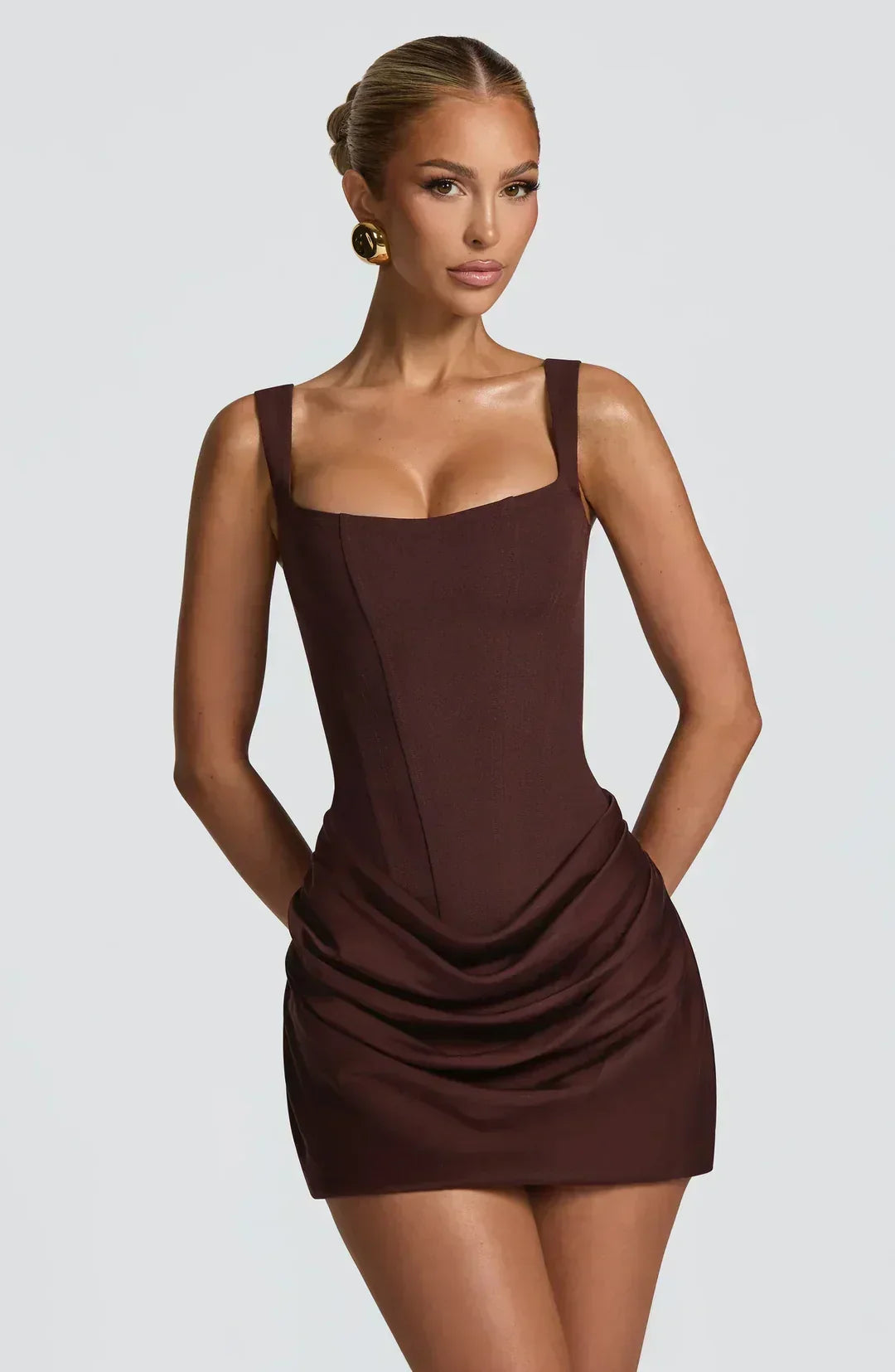 Draped corset mini dress, Lily & Sam, image 1