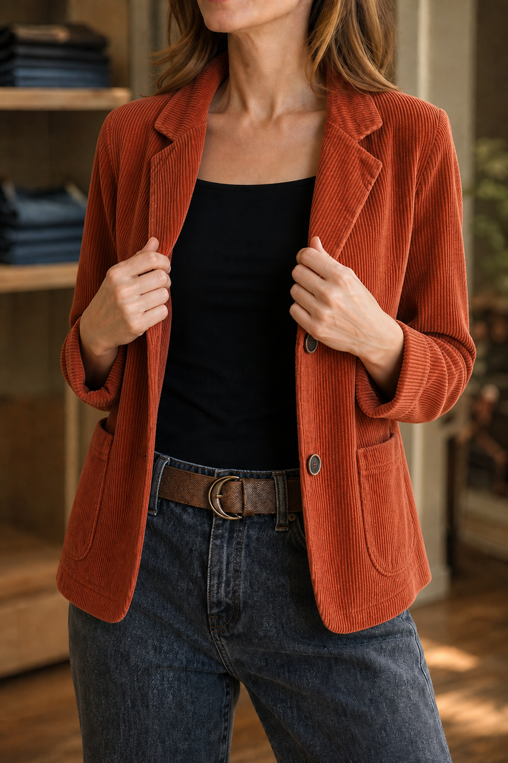 Fine Corduroy Look Structured Shoulder Jacket, Lily & Sam, image 1