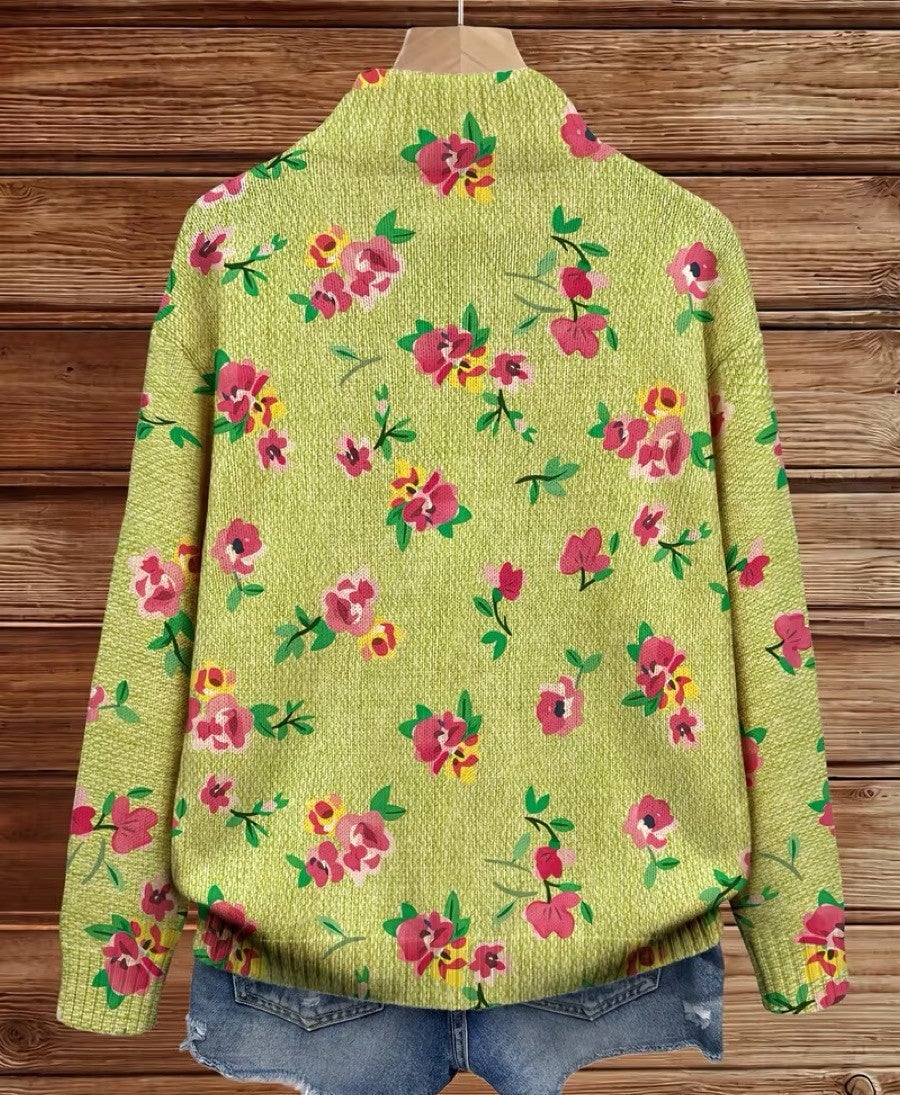 Pink Floral Lime Zip Cardigan, Lily & Sam, image 4