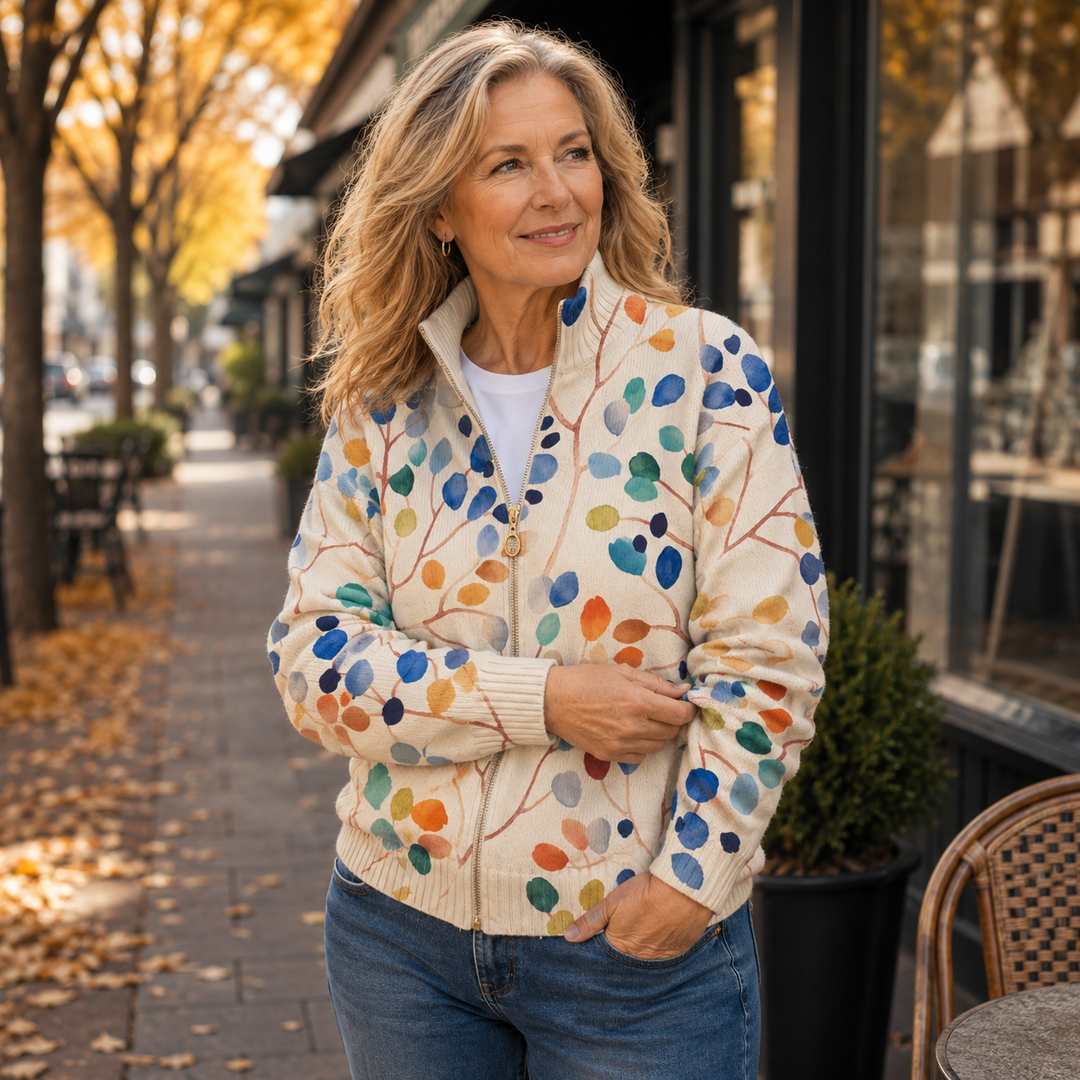 Botanical Leaf Print Zip Cardigan, Lily & Sam, image 2