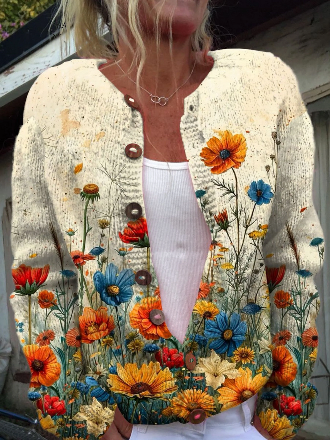 Vintage Floral Print Cardigan Sweater, Lily & Sam, image 1