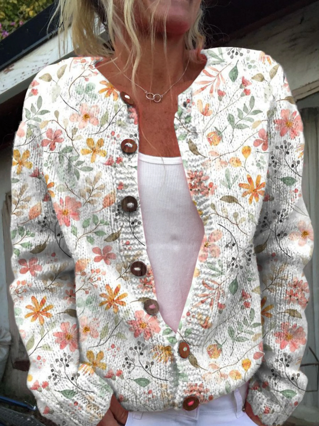 Vintage Floral Knit Cardigan Sweater, Lily & Sam, image 1