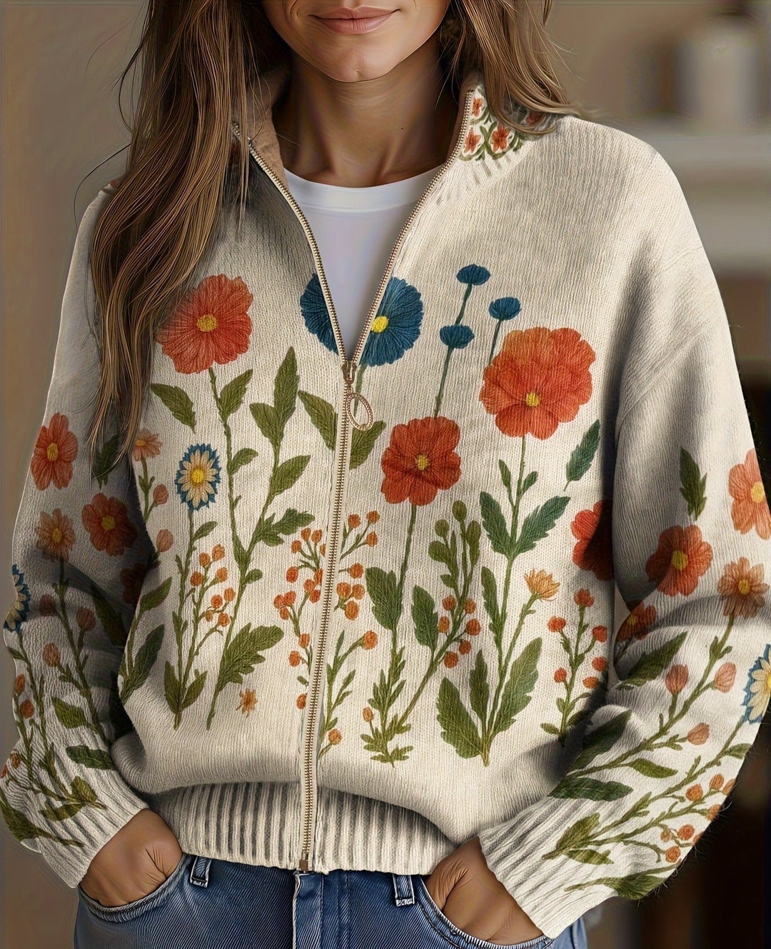 Wildflower Meadow Zip Cardigan, Lily & Sam, image 1
