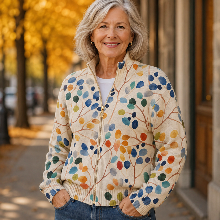 Botanical Leaf Print Zip Cardigan, Lily & Sam, image 3