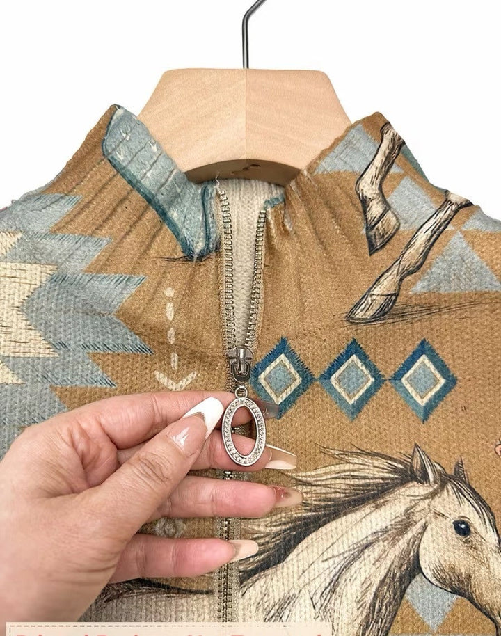 Desert Horse and Cactus Zip Cardigan, Lily & Sam, image 3