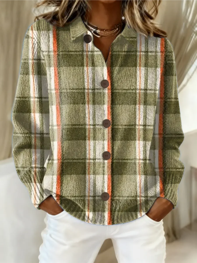 Olive Plaid Button Cardigan, Lily & Sam, image 1