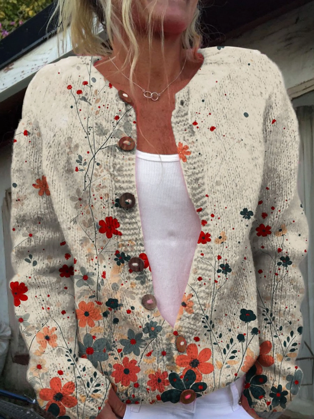 Vintage Floral Knit Cardigan, Lily & Sam, image 1