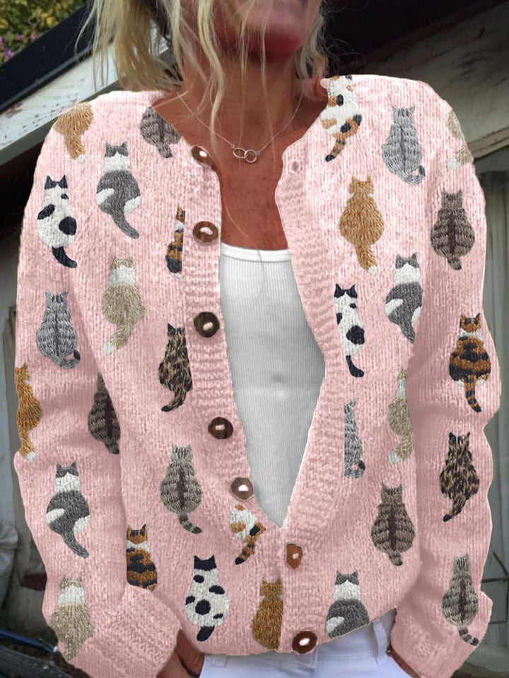 Cozy Cat Print Cardigan, Lily & Sam, image 2