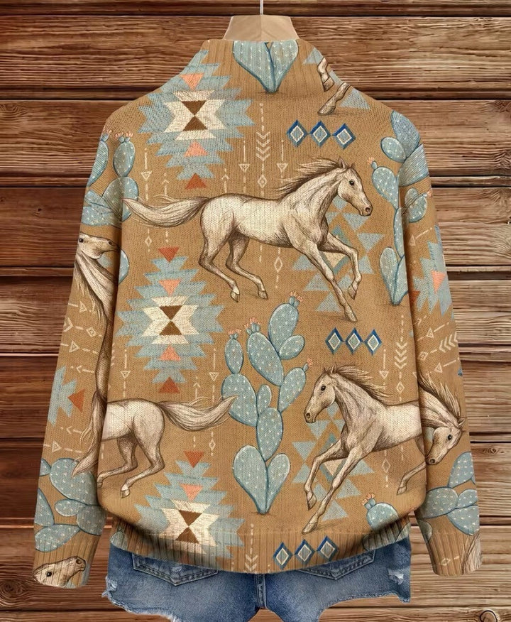 Desert Horse and Cactus Zip Cardigan, Lily & Sam, image 5