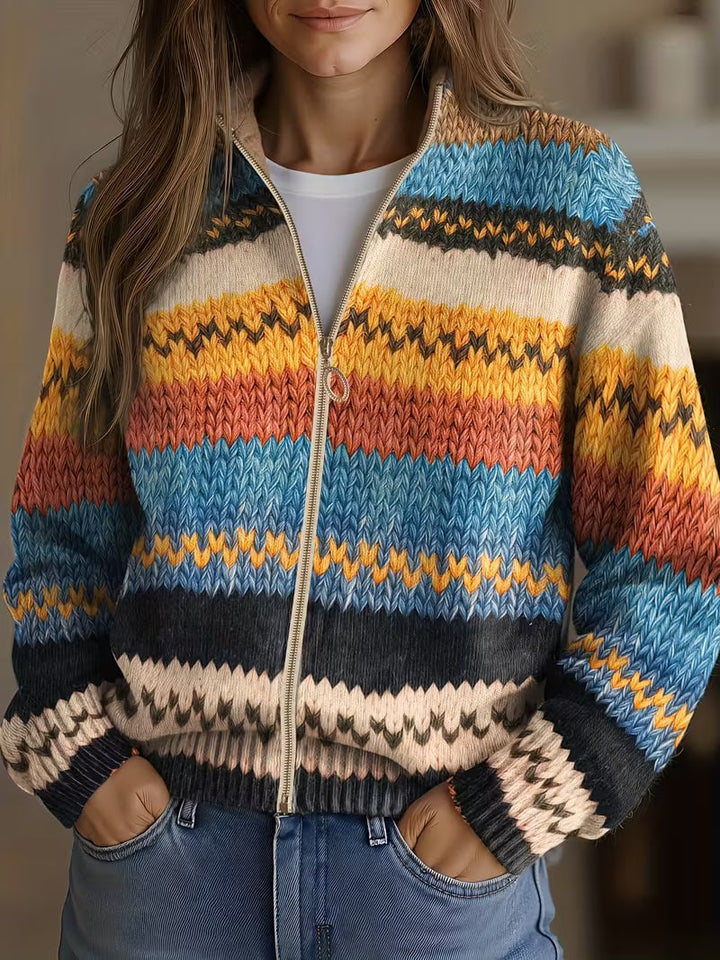 Multicolor Zigzag Striped Knit Cardigan, Lily & Sam, image 1