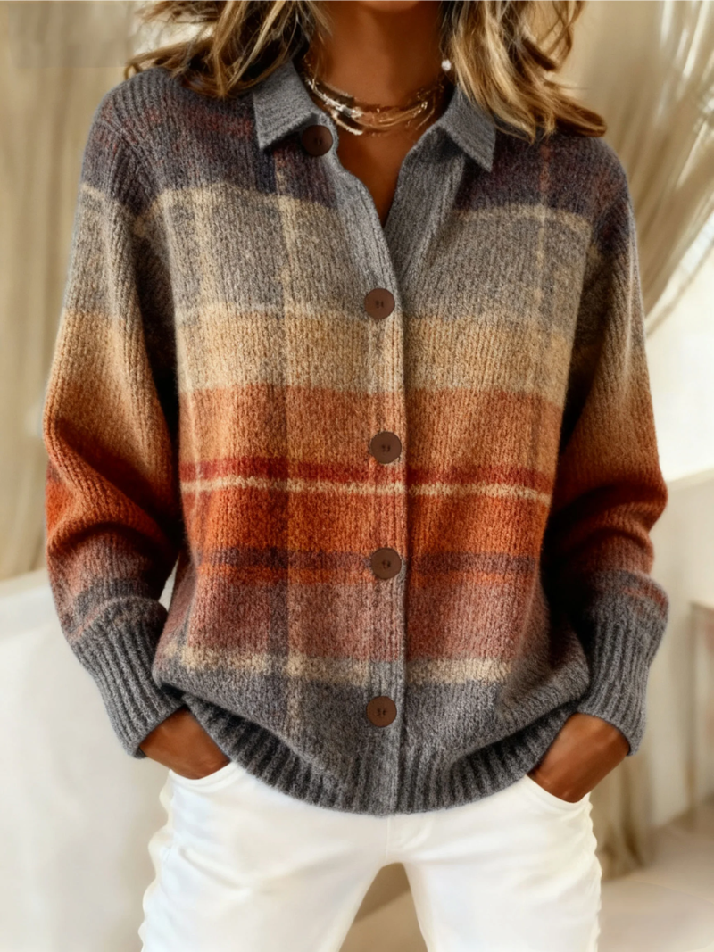 Autumn Ombre Plaid Cardigan, Lily & Sam, image 1