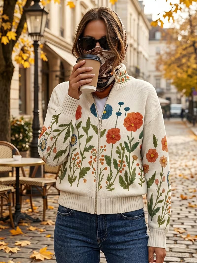 Wildflower Meadow Zip Cardigan, Lily & Sam, image 2