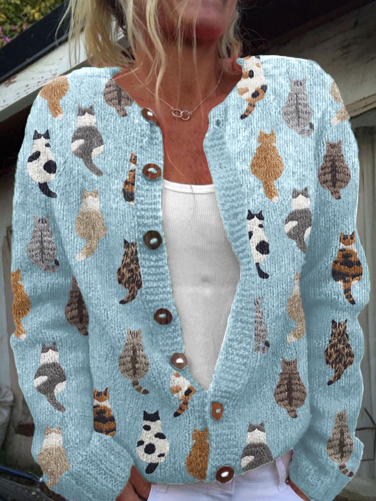 Cozy Cat Print Cardigan, Lily & Sam, image 3
