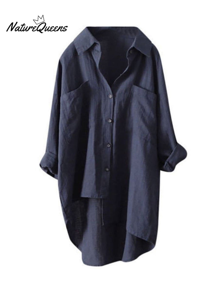 Women's Solid Color Loose Casual Cotton And Linen Shirt, Lily & Sam, image 6