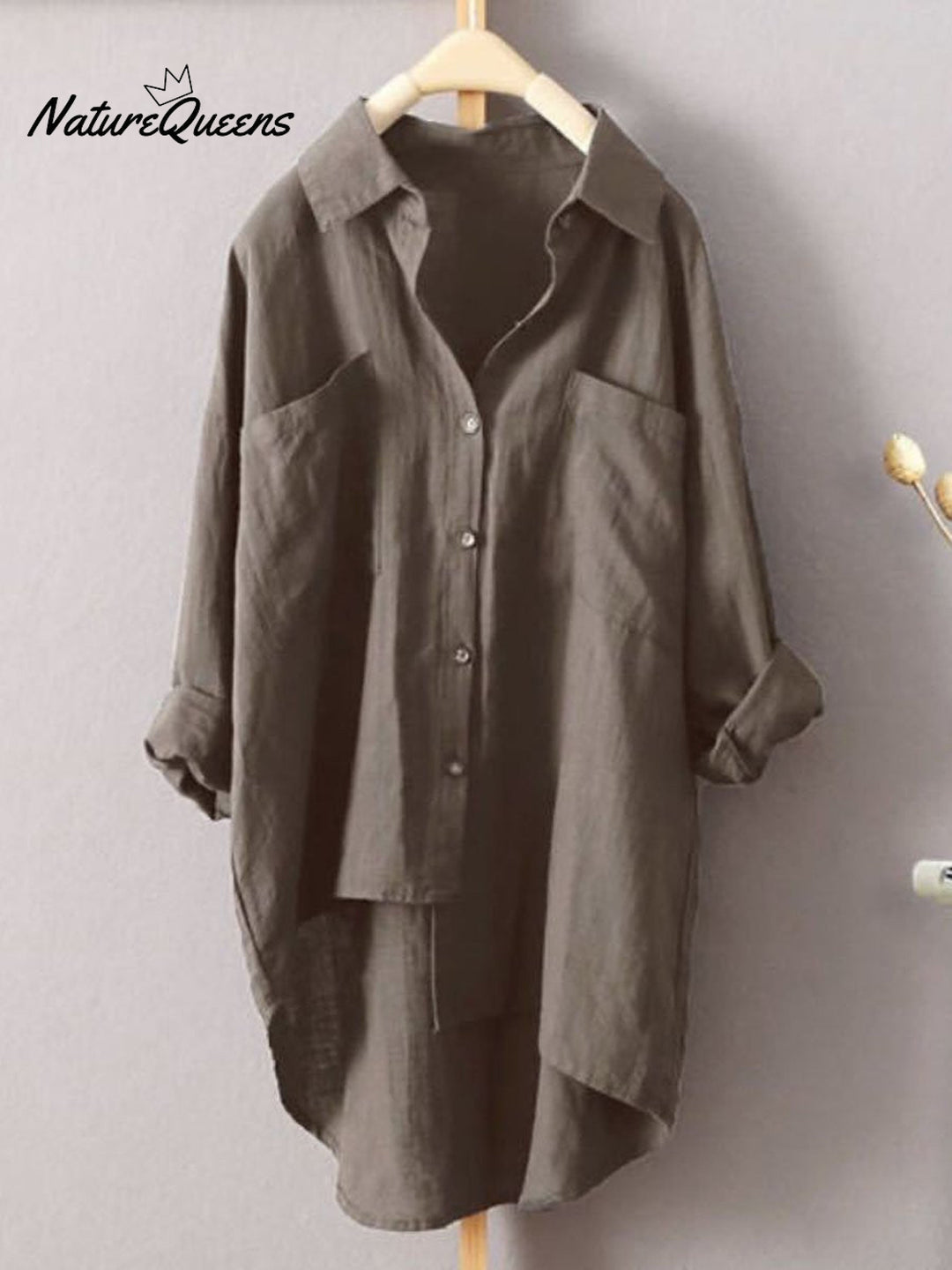 Women's Solid Color Loose Casual Cotton And Linen Shirt, Lily & Sam, image 5