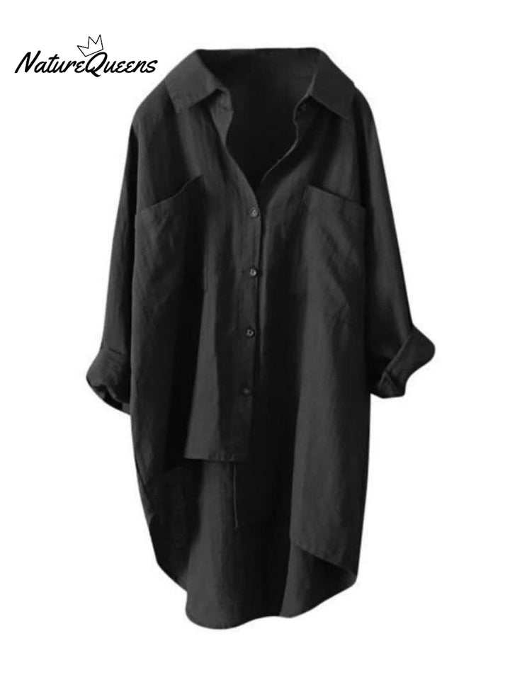 Women's Solid Color Loose Casual Cotton And Linen Shirt, Lily & Sam, image 7