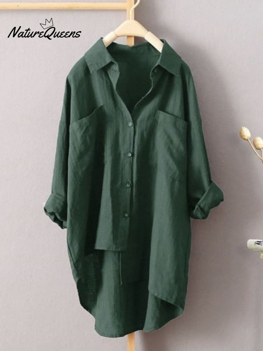 Women's Solid Color Loose Casual Cotton And Linen Shirt, Lily & Sam, image 3