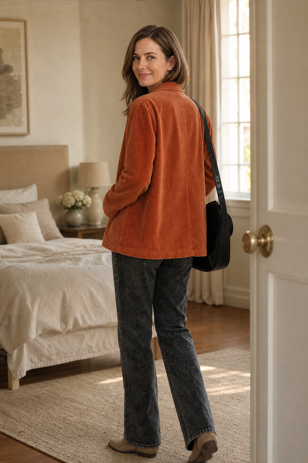Fine Corduroy Look Structured Shoulder Jacket, Lily & Sam, image 4