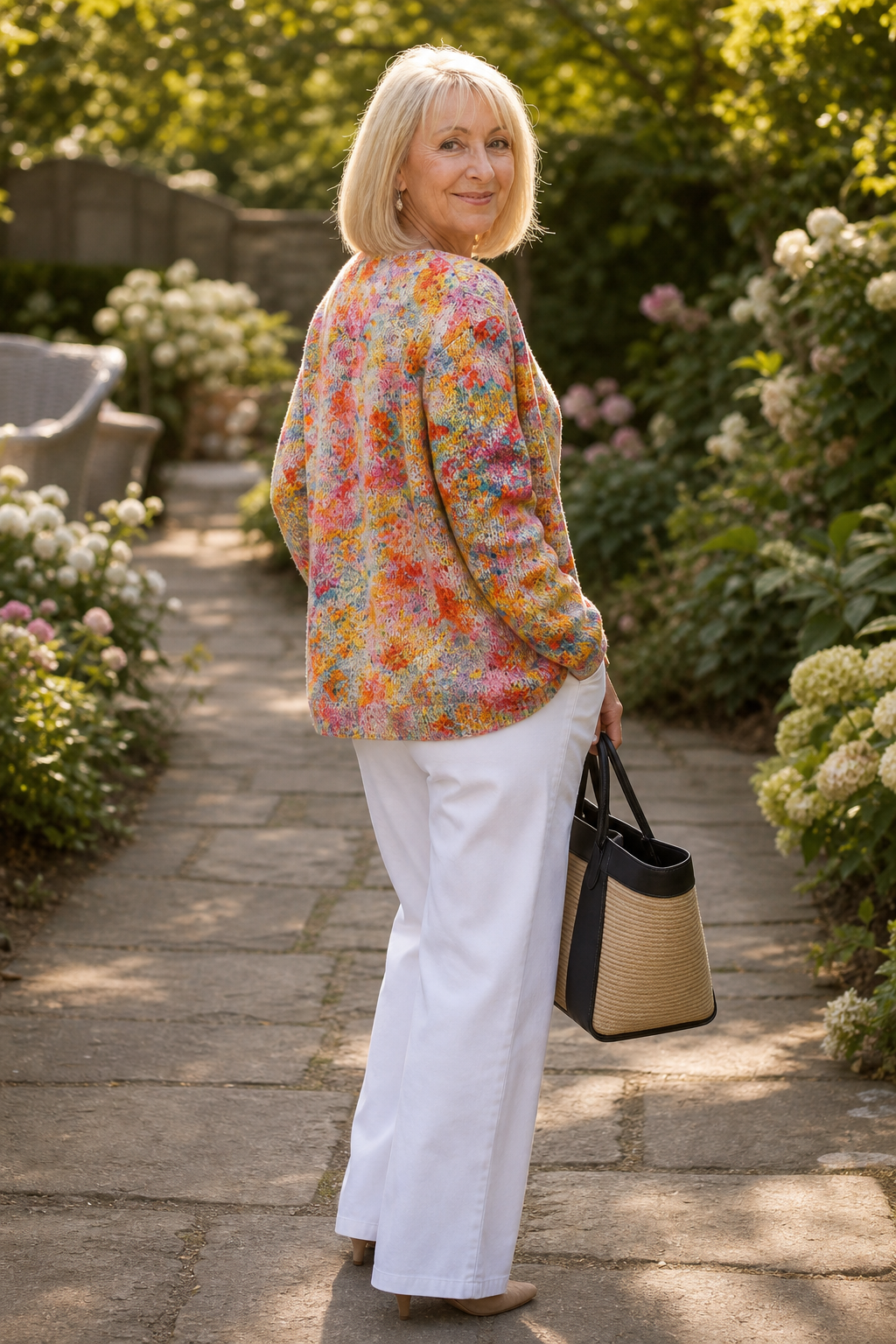 Floral Print Open Front Knit Cardigan, Lily & Sam, image 3