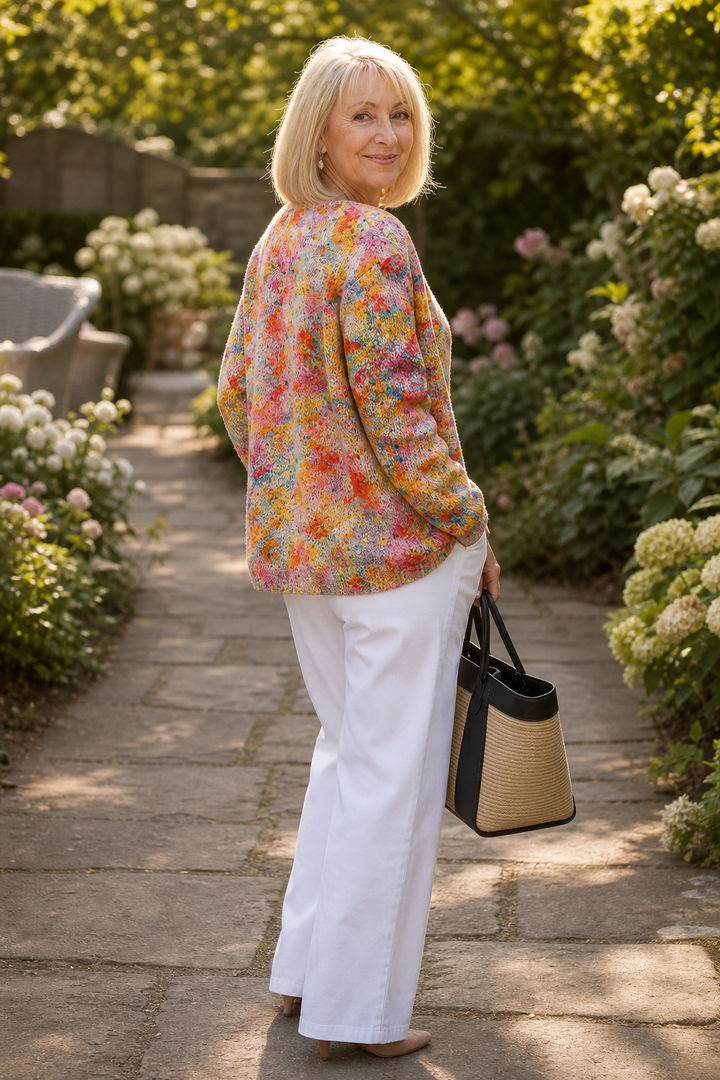 Floral Print Open Front Knit Cardigan, Lily & Sam, image 3